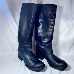 Alberto Fermani (made in Italy)-Women's Black Leather Calf 2" Heeled Moto Boots